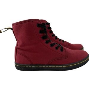 Dr. Martens‎ Womens Shoreditch Canvas Lace Up Boots Cherry Red Size 5